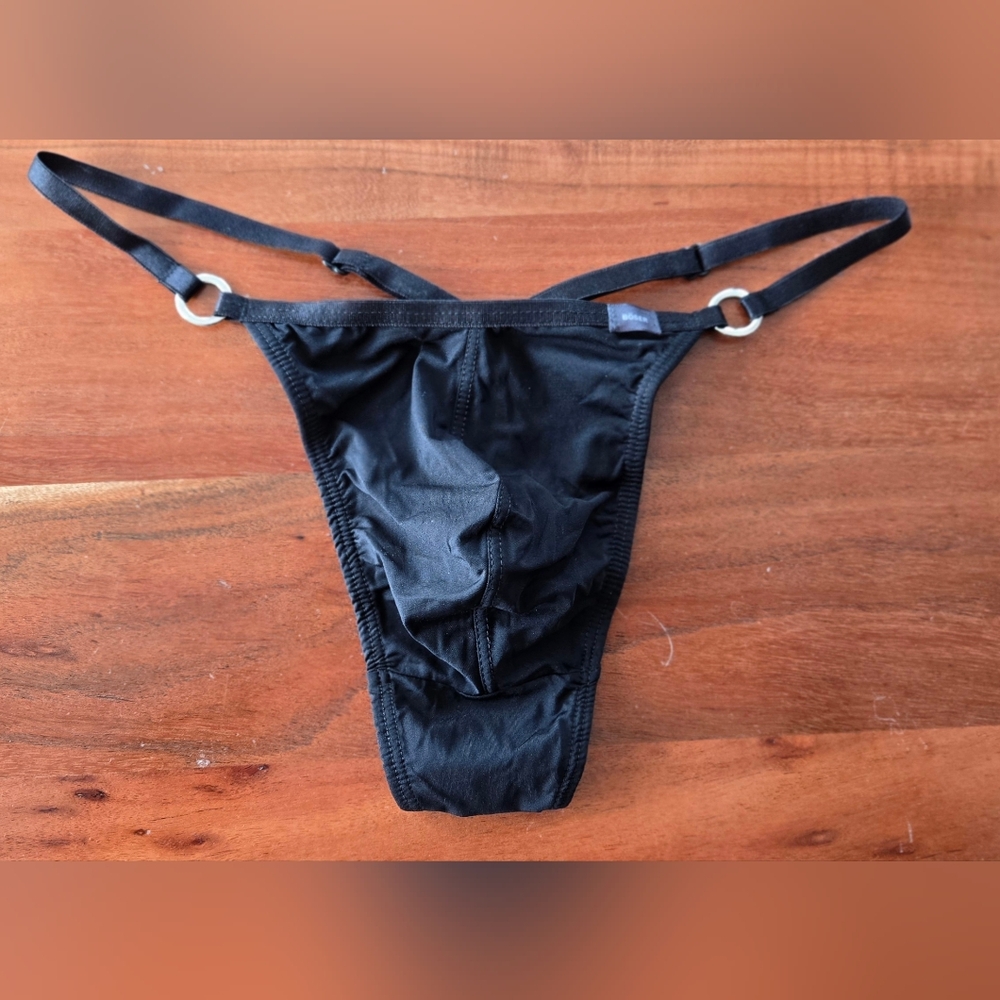 Black Buckles Mena Thong